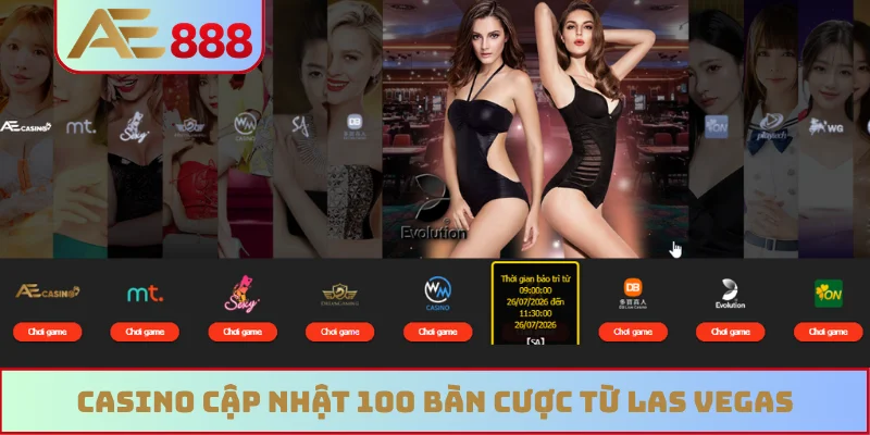 Casino cập nhật 100 bàn cược từ Las Vegas